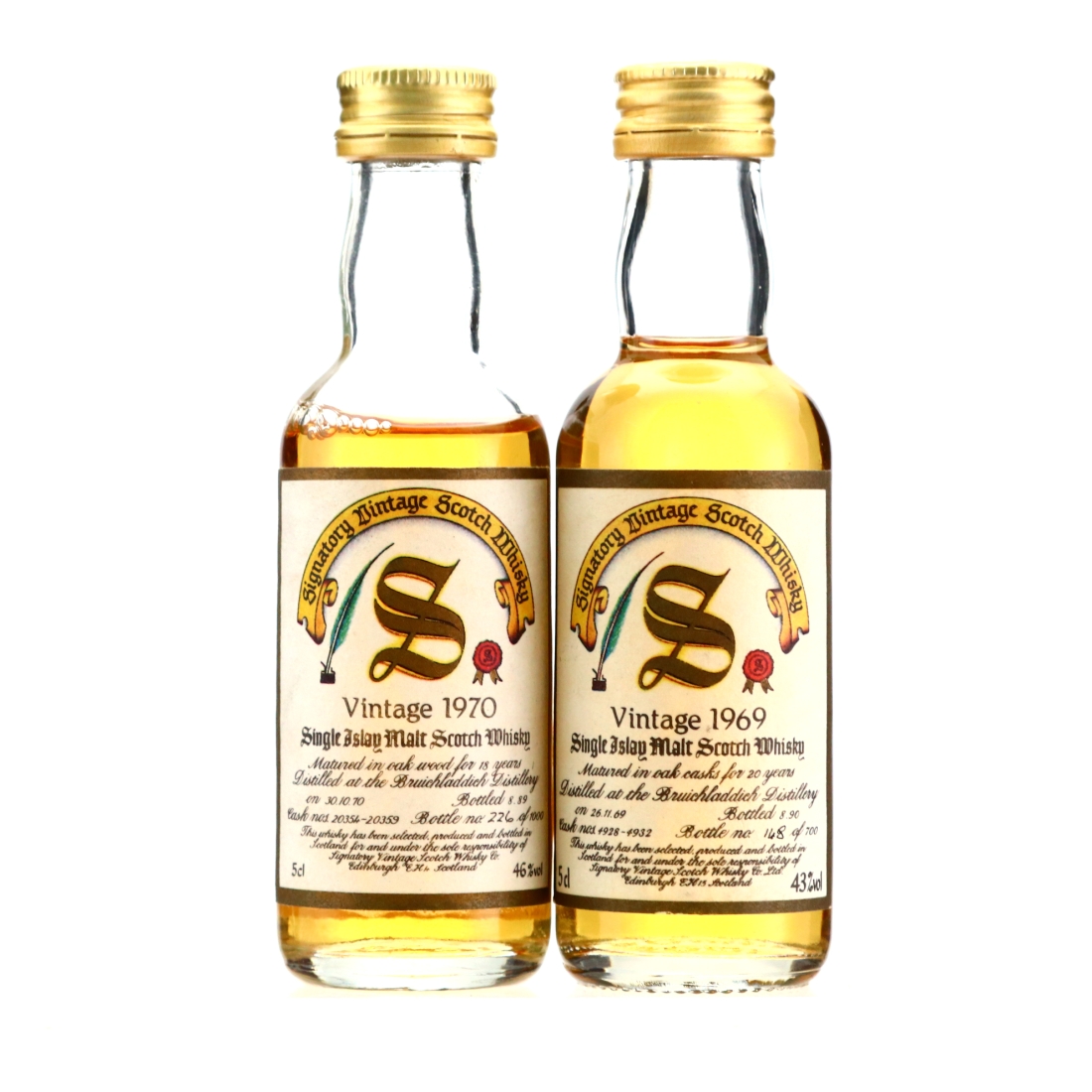 Bruichladdich Signatory Vintage Miniature x 2