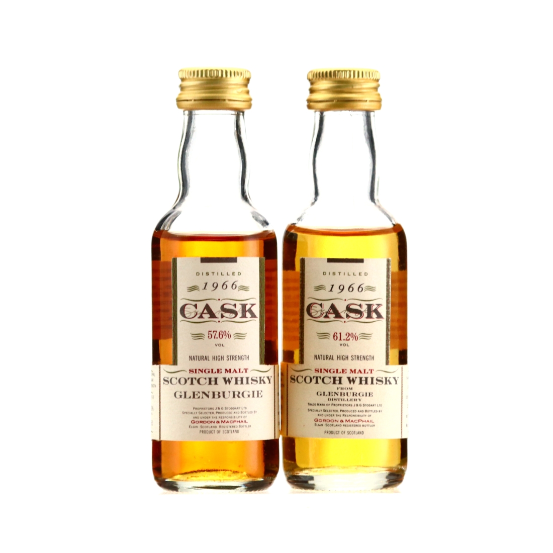 Glenburgie 1966 Gordon and MacPhail Cask Strength Miniature x 2