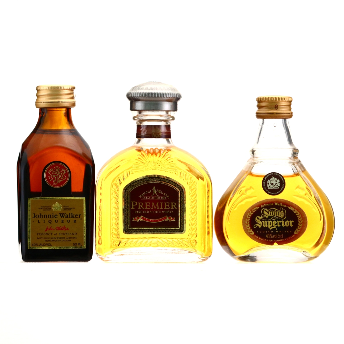 Johnnie Walker Swing, Premier & Liqueur Miniature x 3