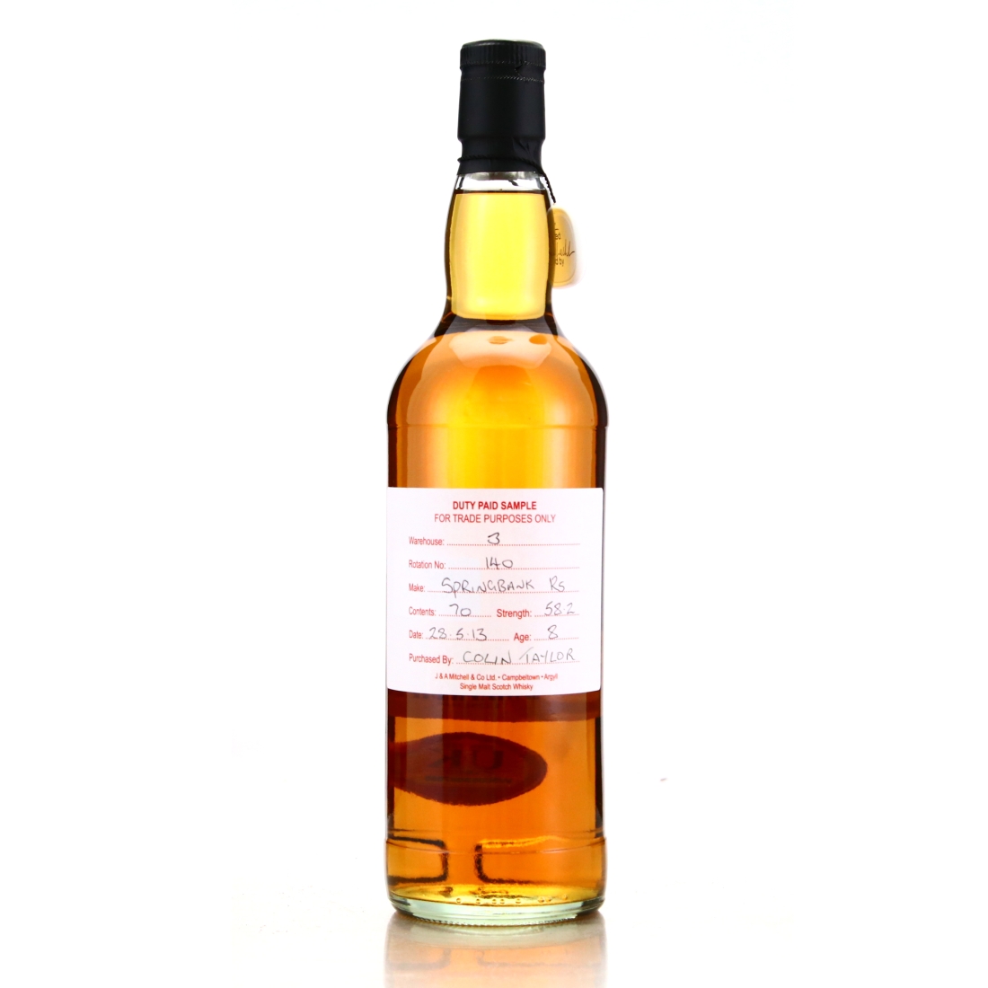 Springbank 2013 Duty Paid Sample 8 Year Old / Refill Sherry