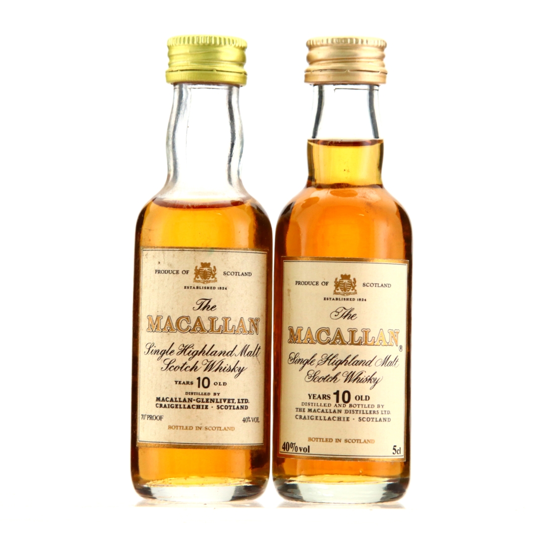 Macallan 10 Year Old Miniature x 2