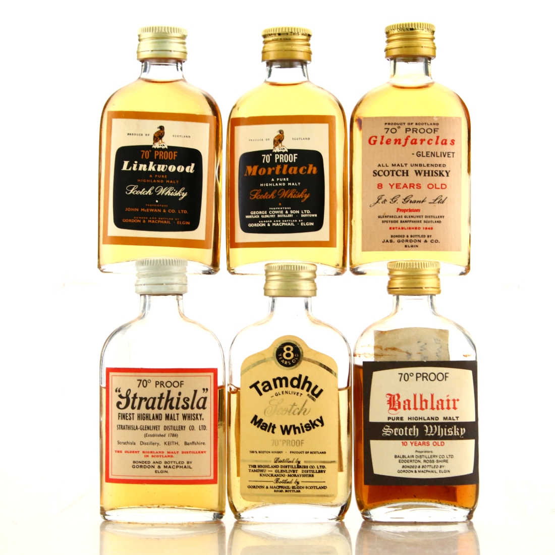 Gordon and MacPhail 70 Proof Miniature 1960-70s x 5