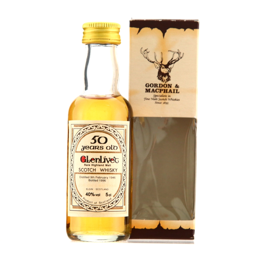 Glenlivet 1946 Gordon and MacPhail 50 Year Old 'Book of Kells' Miniature
