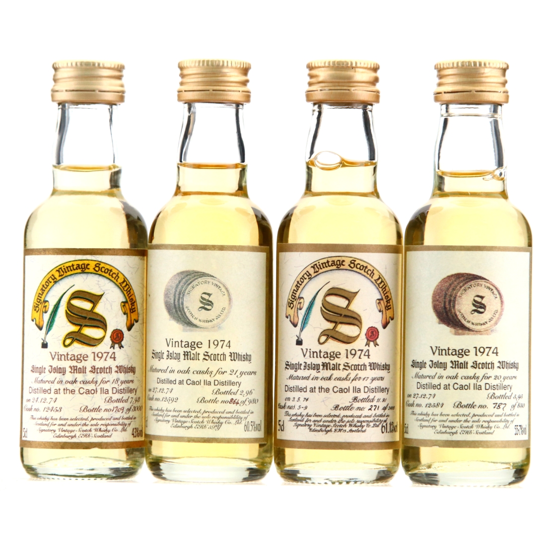 Caol Ila 1974 Signatory Vintage Miniature x 4