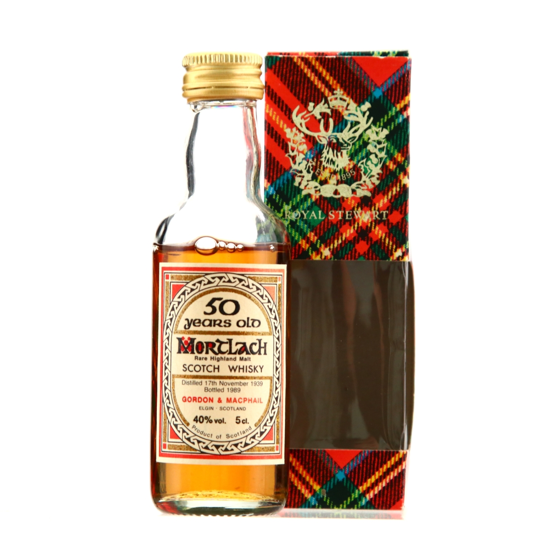 Mortlach 1939 Gordon and MacPhail 50 Year Old 'Book of Kells' Miniature