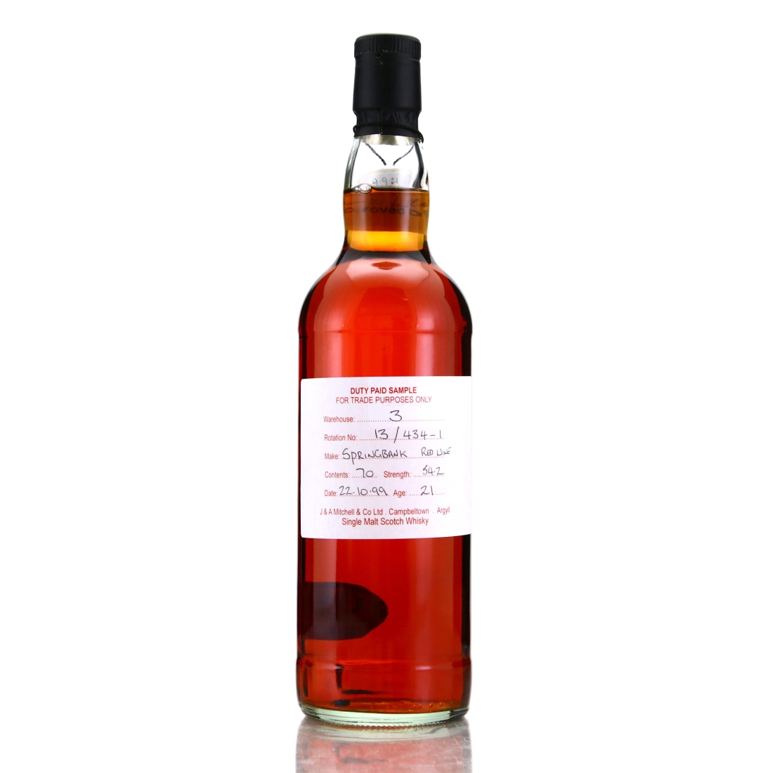 Springbank 1999 Duty Paid Sample 21 Year Old / Red Wine