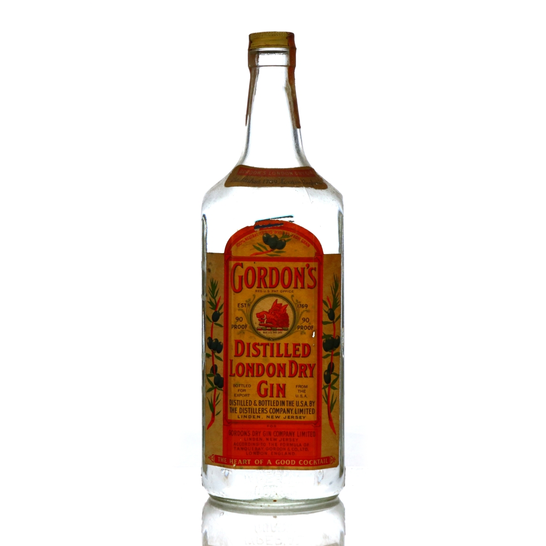 Gordon's London Dry Gin Imperial Quart 1960s / US Import
