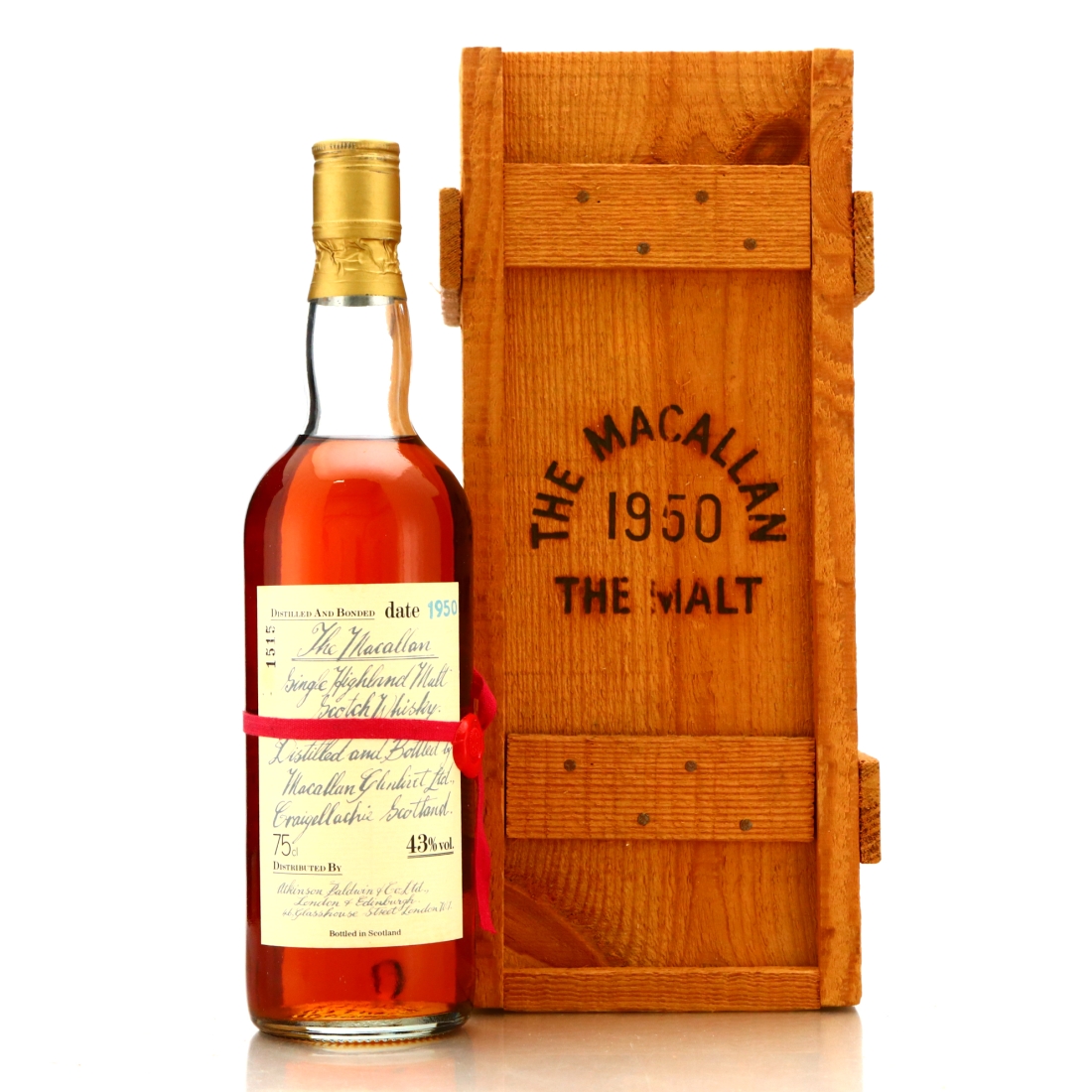 Macallan 1950 Handwritten Label / Atkinson Baldwin & Co 