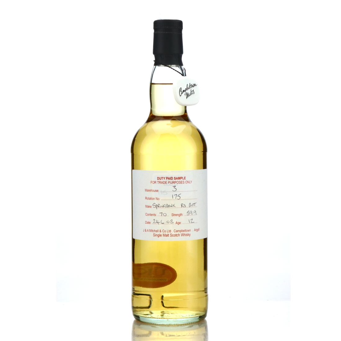 Springbank 2008 Duty Paid Sample 12 Year Old / Refill Sherry Butt