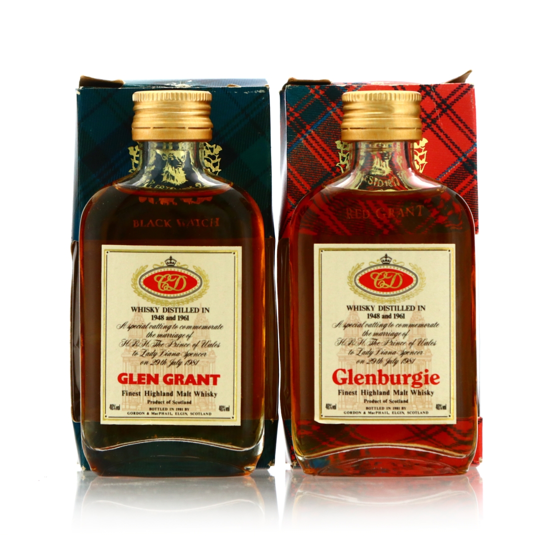 Gordon and MacPhail 1948-1961 Royal Wedding 1981 Miniature x 2