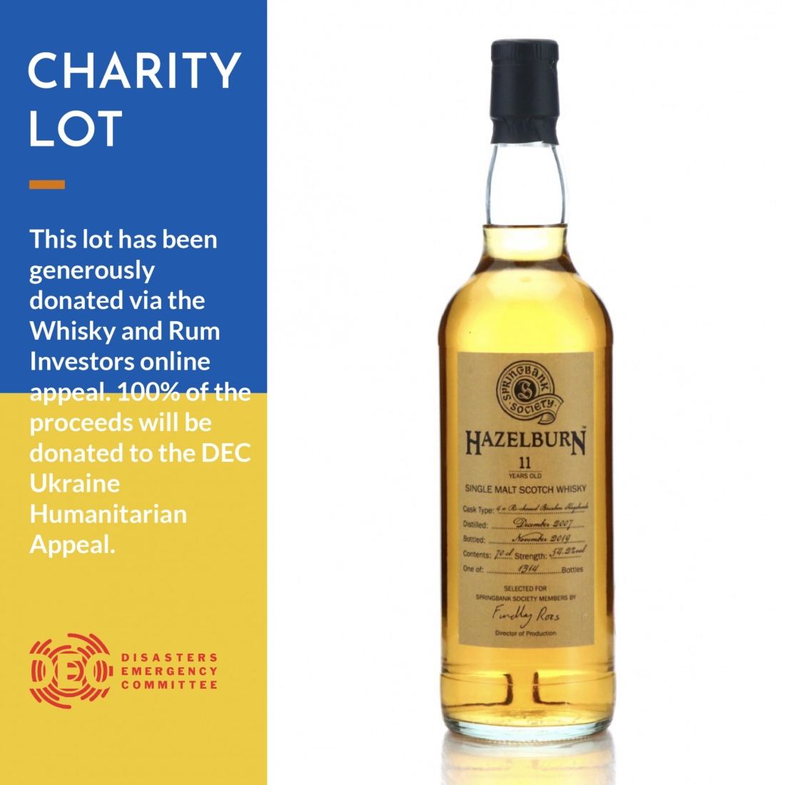 Hazelburn 2007 Springbank Society 11 Year Old / Re-charred Bourbon Hogsheads - WARI Charity Lot
