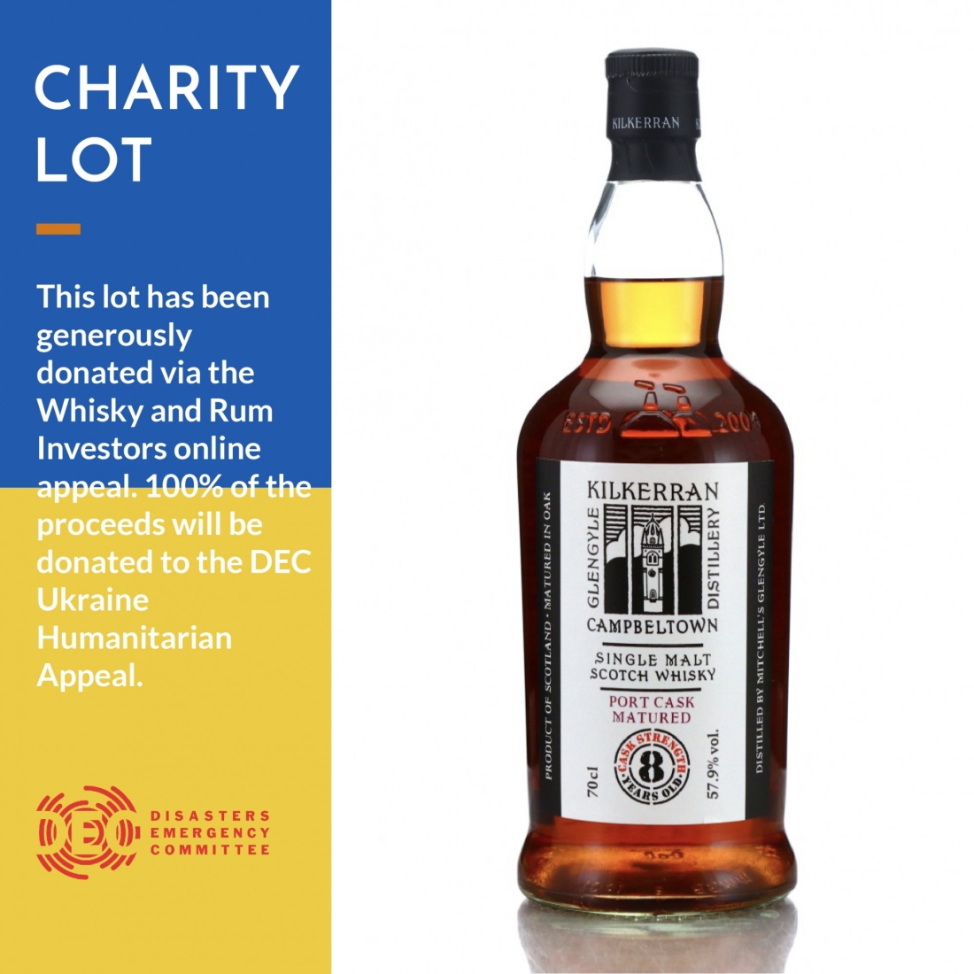 Kilkerran 8 Year Cask Strength Port Cask Matured 2022 - WARI Charity Lot