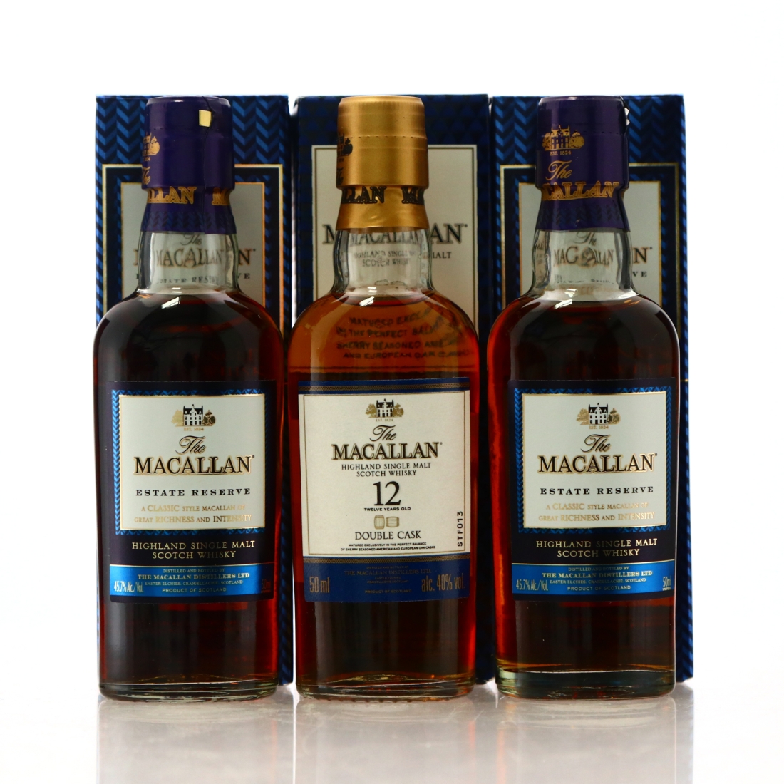 Macallan Miniature x 3 includes Estate Reserve and Double Cask 12 Years Old