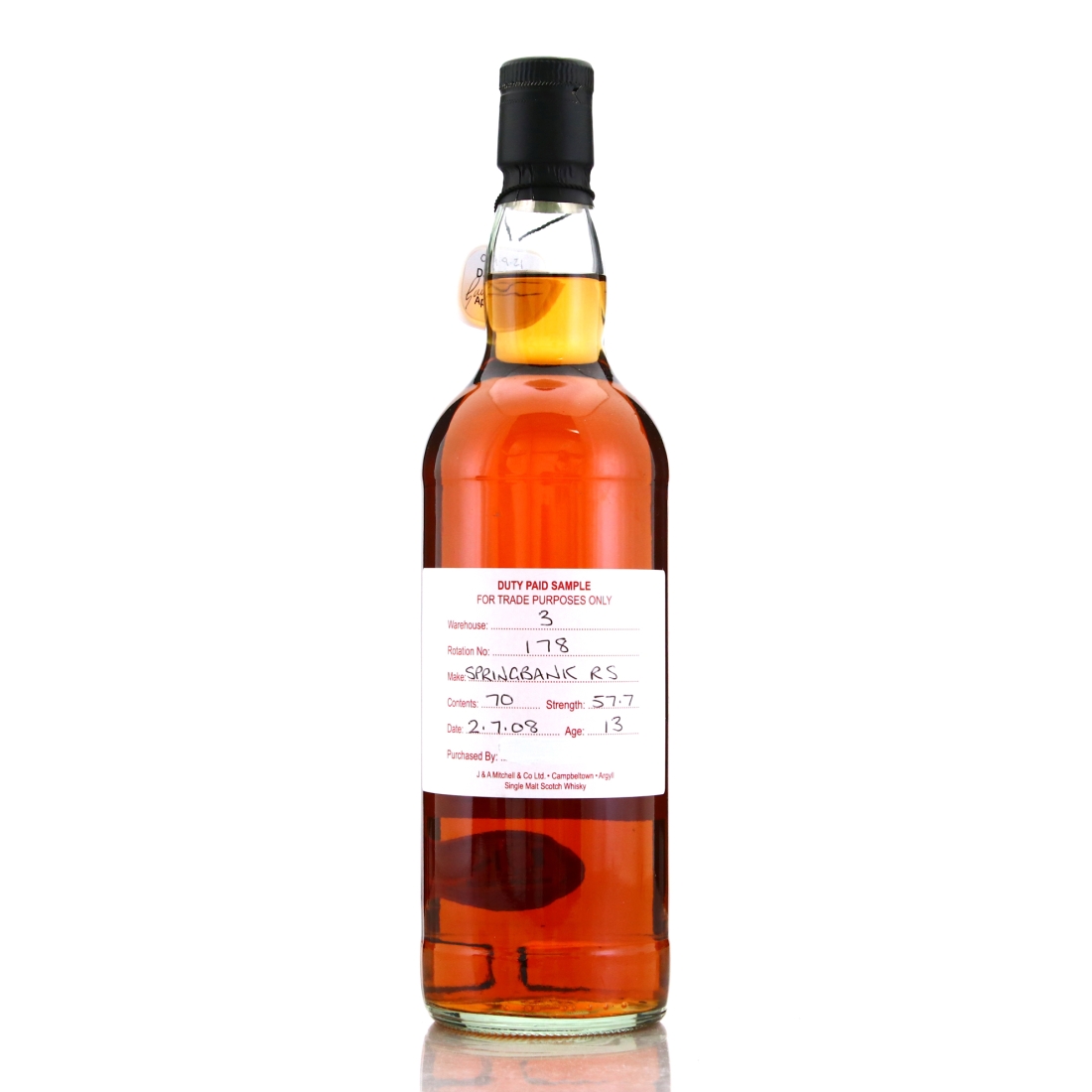 Springbank 2008 Duty Paid Sample 13 Year Old / Refill Sherry