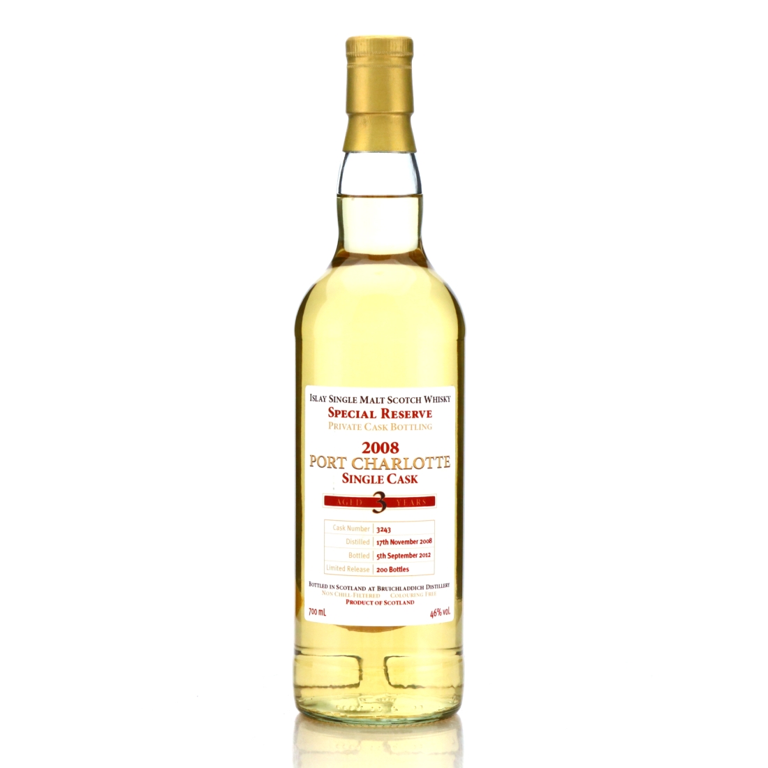 Port Charlotte 2008 Private Cask 3 Year Old #3243