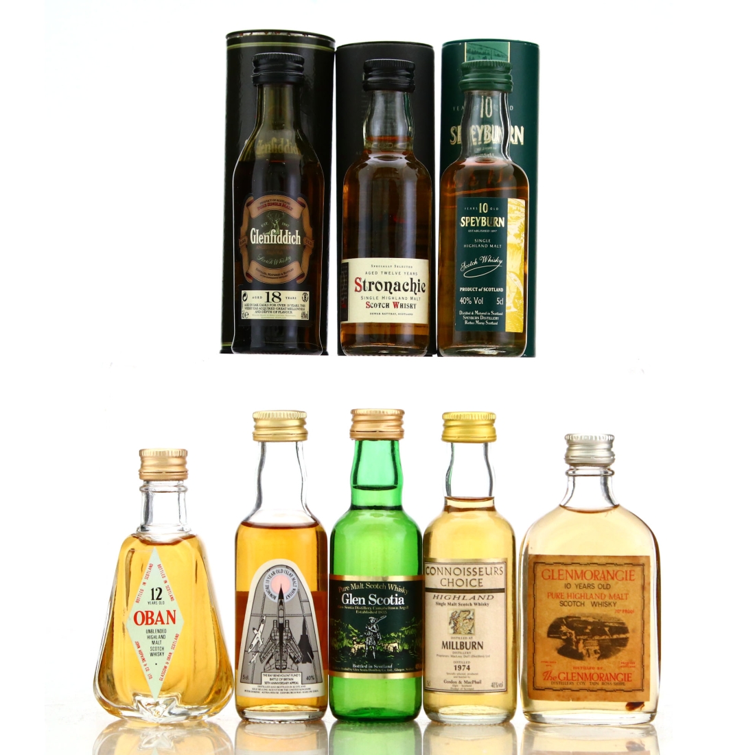 Scotch Whisky Miniatures x 8 / includes Millburn