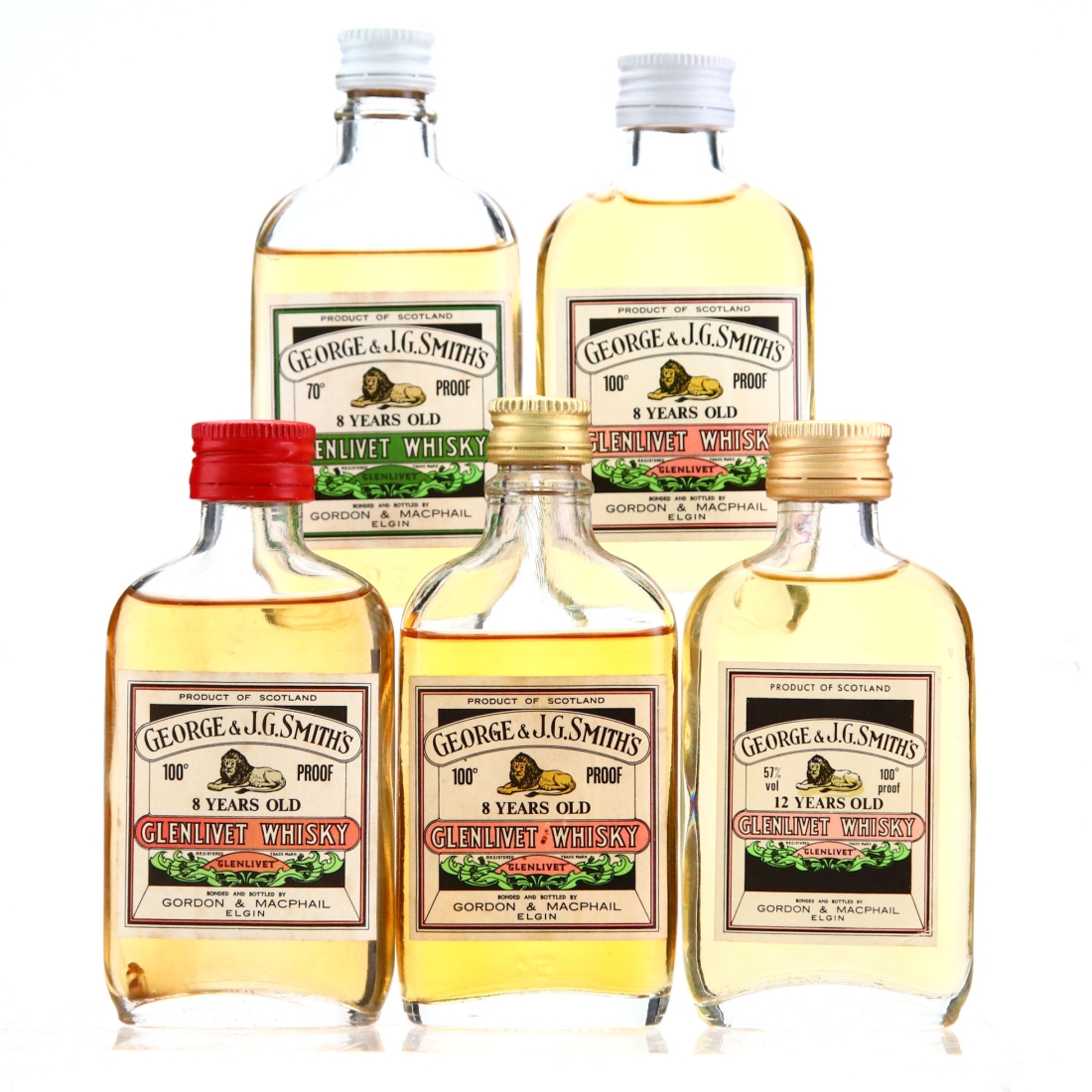 Glenlivet Gordon and MacPhail Miniatures x 5