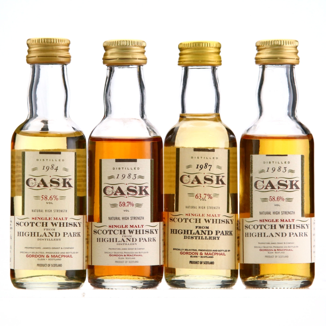 Highland Park Gordon and MacPhail Cask Strength Miniature x 4