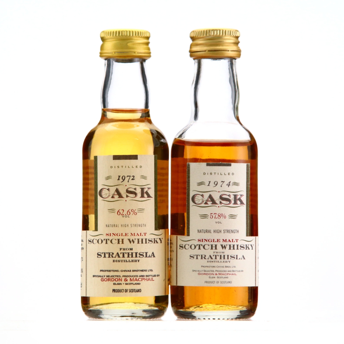 Strathisla Gordon and MacPhail Cask Strength Miniature x 2