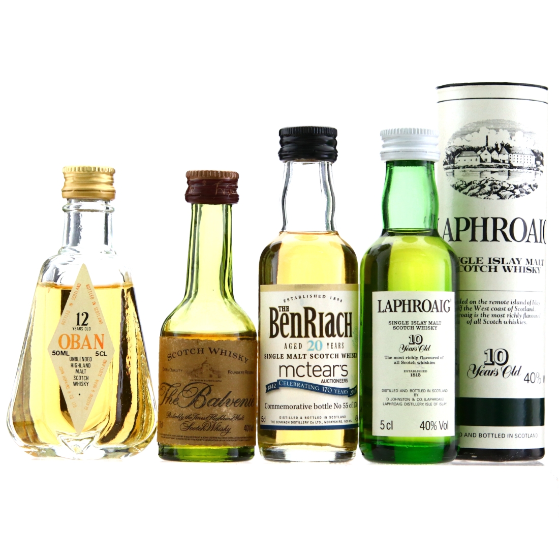 Single Malt Miniatures x 4 / includes Laphroaig 1980s