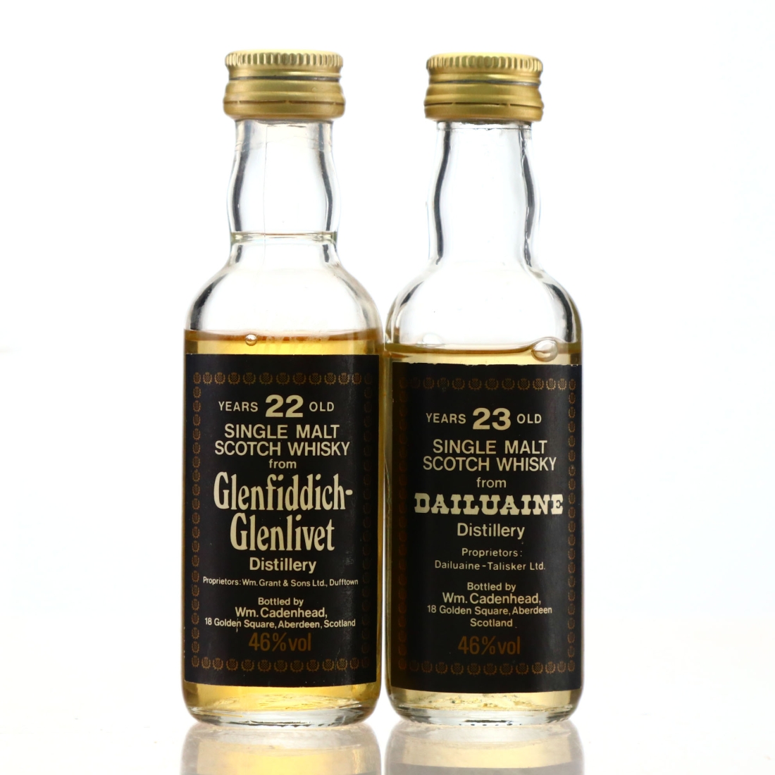 Glenfiddich and Dailuaine Cadenhead's Miniatures x 2