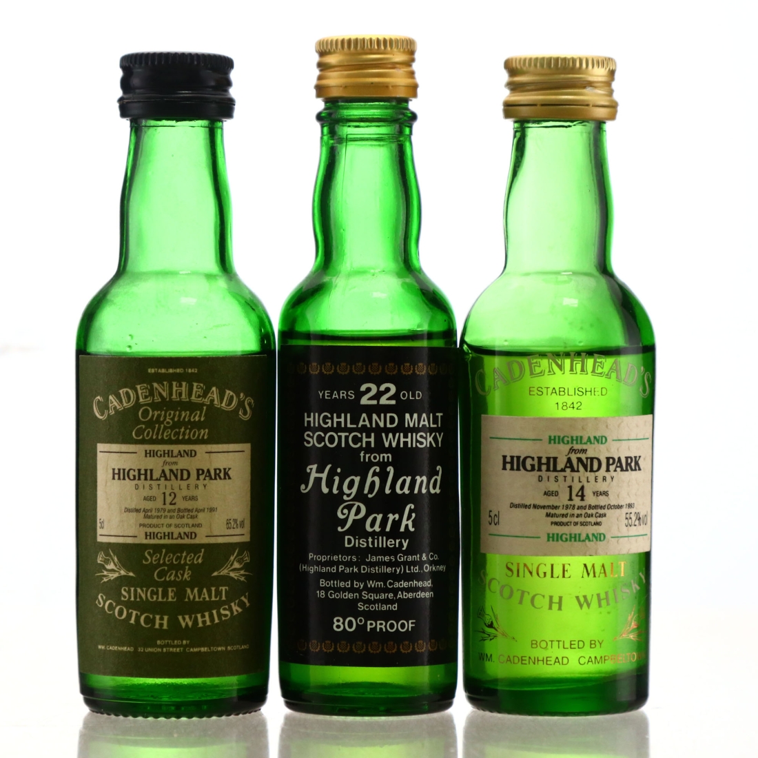 Highland Park Cadenhead's Miniatures x 3
