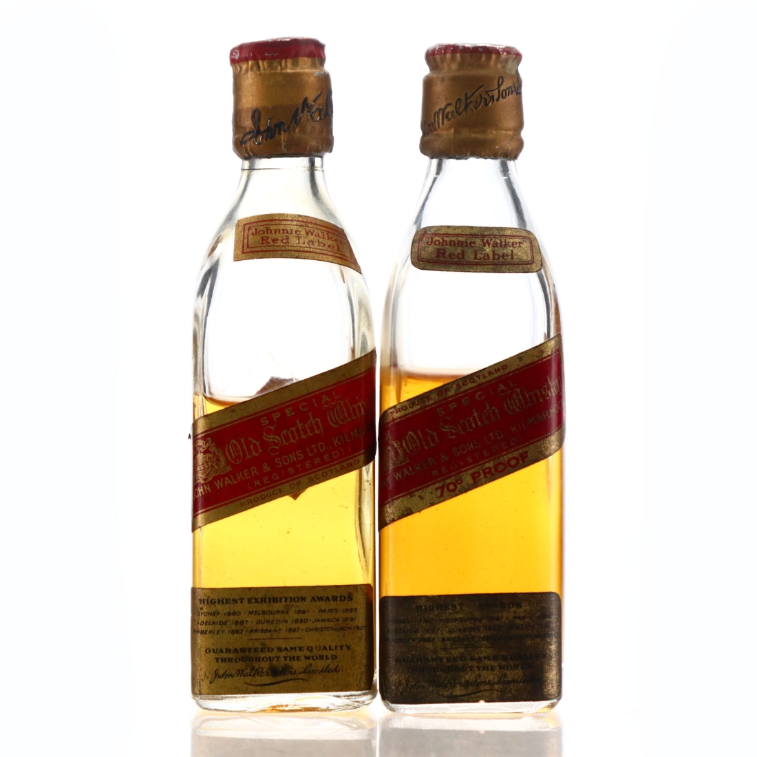 Johnnie Walker Red Label Old Scotch Whisky Miniature pre-1934 x 2