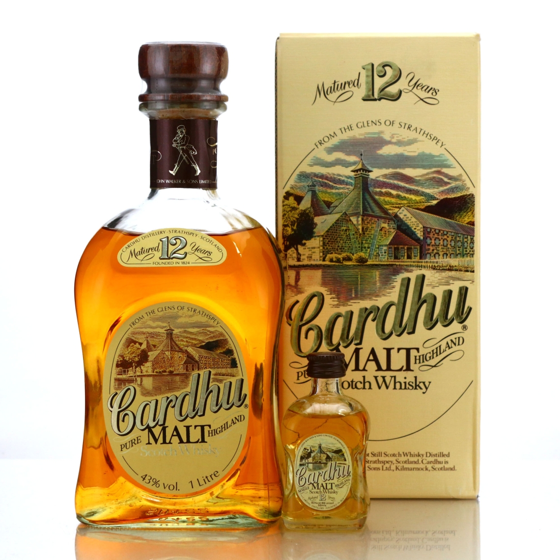 Cardhu 12 Year Old John Walker and Sons 1 Litre 1980s with Miniature