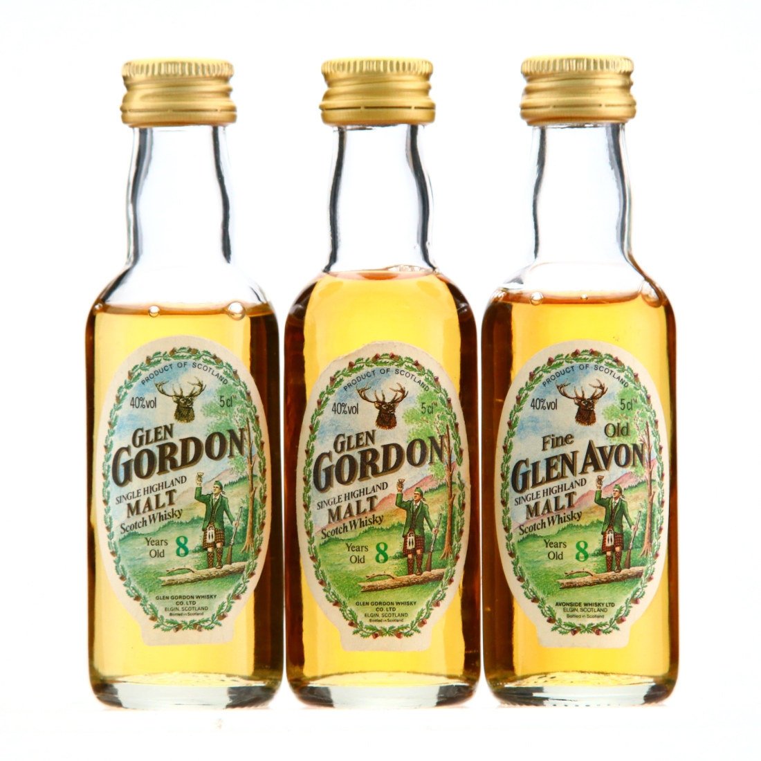 Glen Gordon & Glen Avon 8 Year Old Miniatures x 3