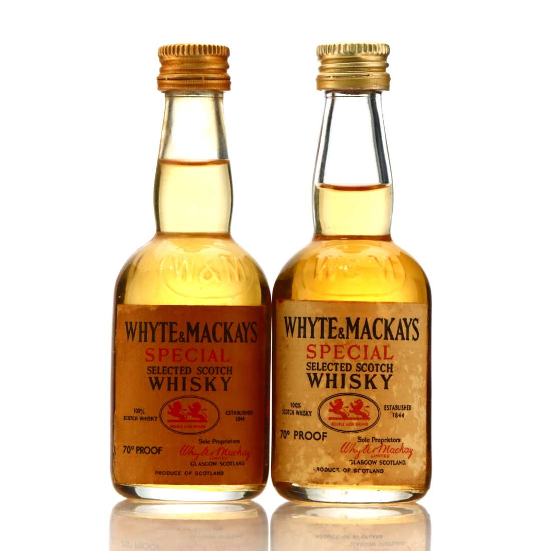 Whyte and Mackay Scotch Whisky Miniatures x 2 1960s
