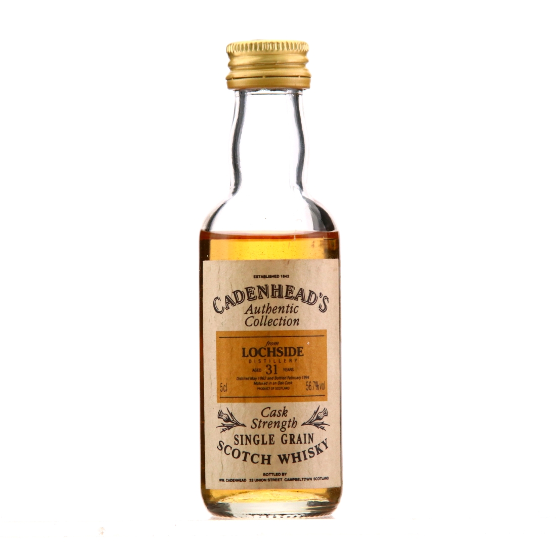 Lochside 1962 Cadenhead's 31 Year Old Single Grain Miniature