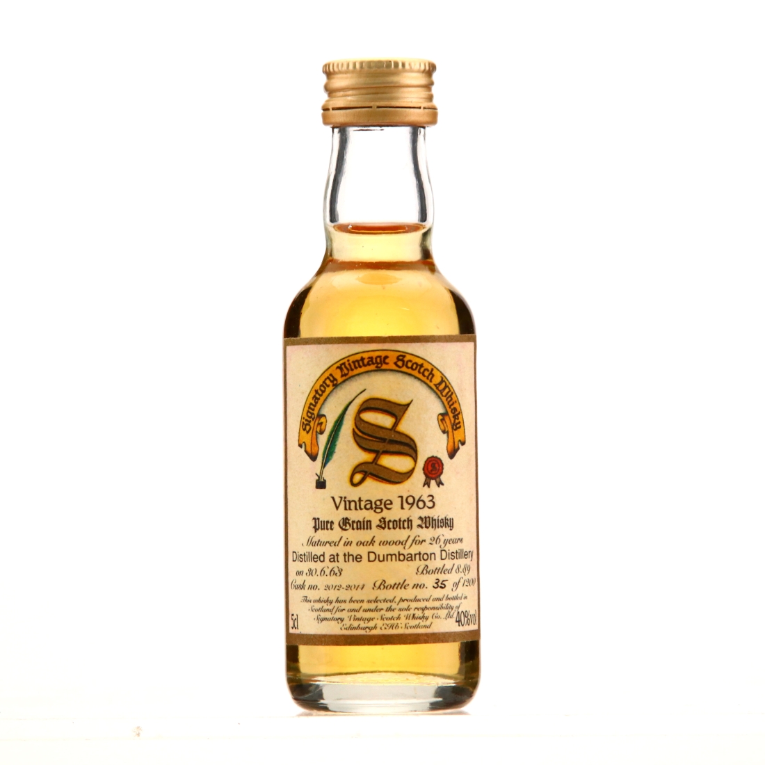 Dumbarton 1963 Signatory Vintage 26 Year Old Miniature 5cl