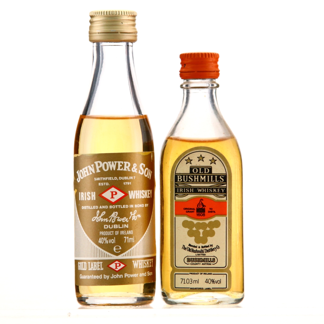 Irish Whiskey Miniatures x 2