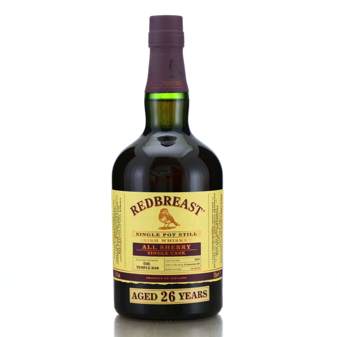 Redbreast 1991 Single Sherry Cask 26 Year Old #82861 / The Temple Bar
