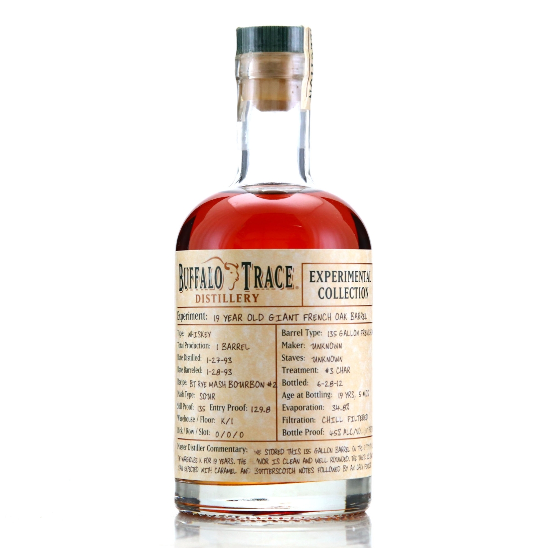 Buffalo Trace 1993 Experimental Collection 19 Year Old 37.5cl / Giant French Oak Barrel