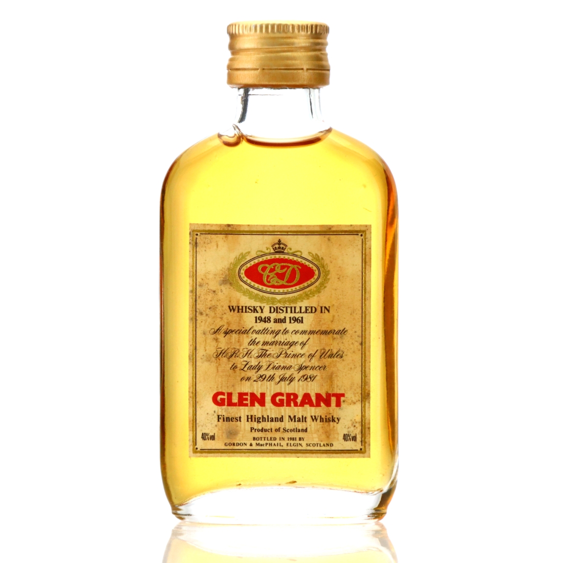 Glen Grant 1948/1961 Gordon and MacPhail Royal Marriage 1981 Miniature