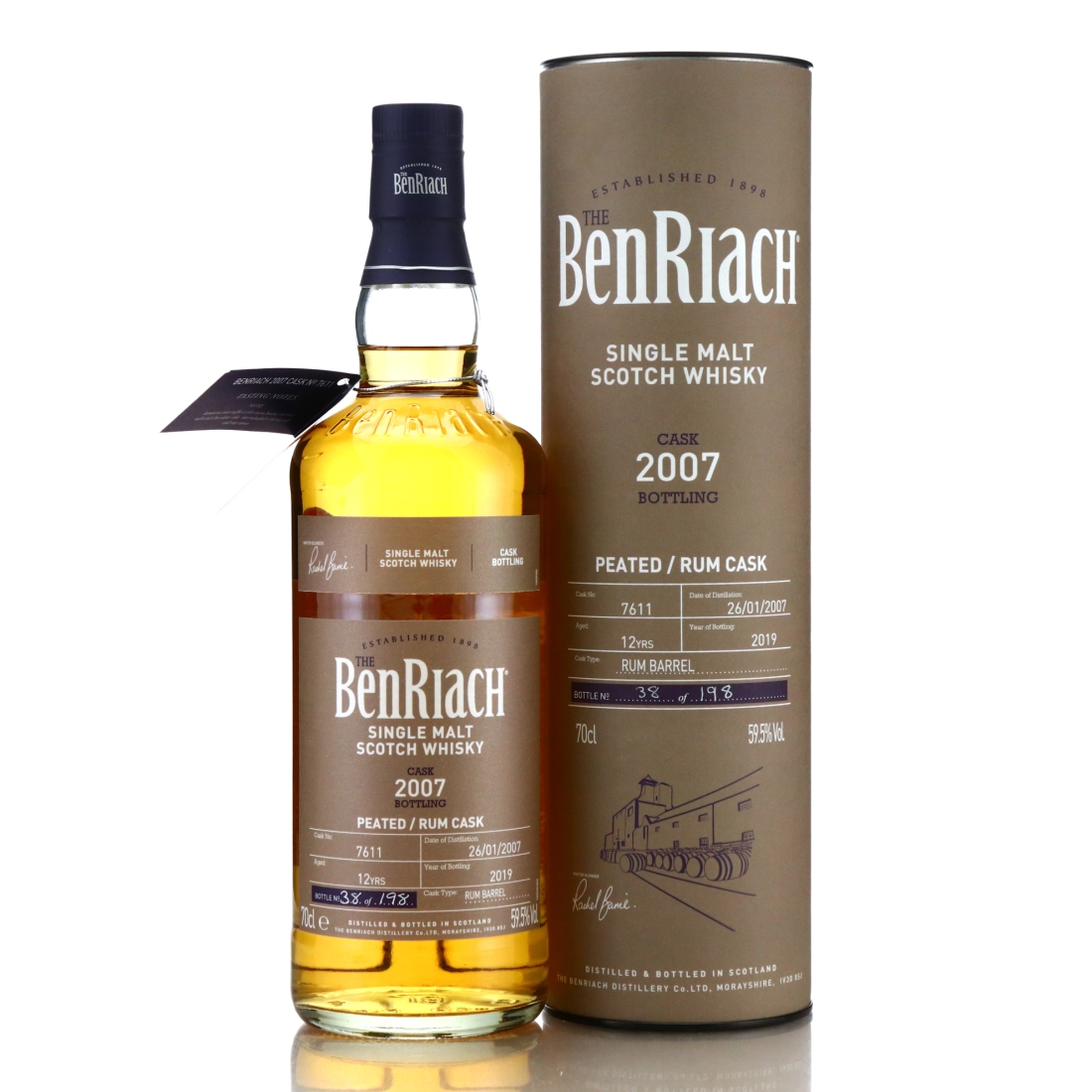 Benriach 2007 Peated Single Rum Cask 12 Year Old #7611