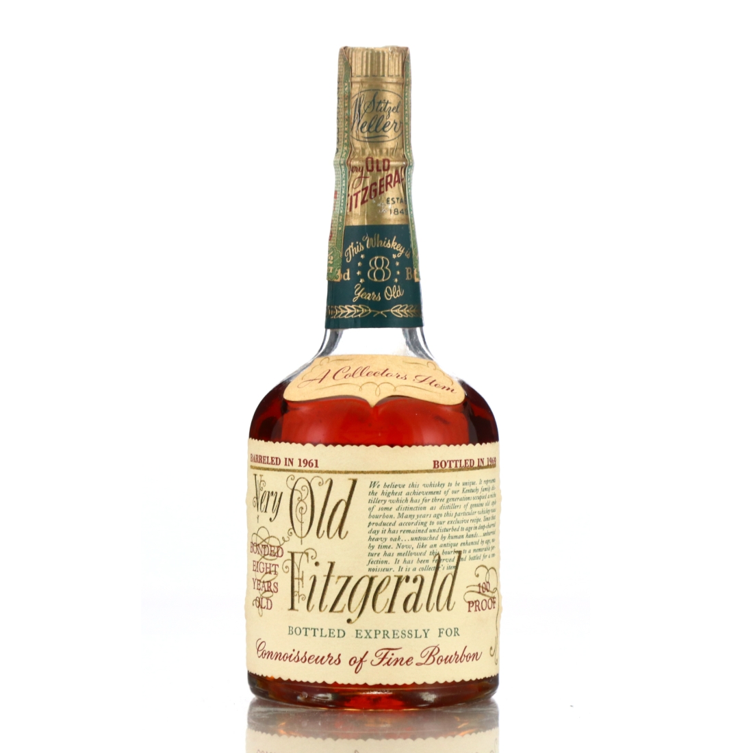 Very Old Fitzgerald 1961 Bottled in Bond 8 Year Old 100 Proof Half Pint / Stitzel-Weller