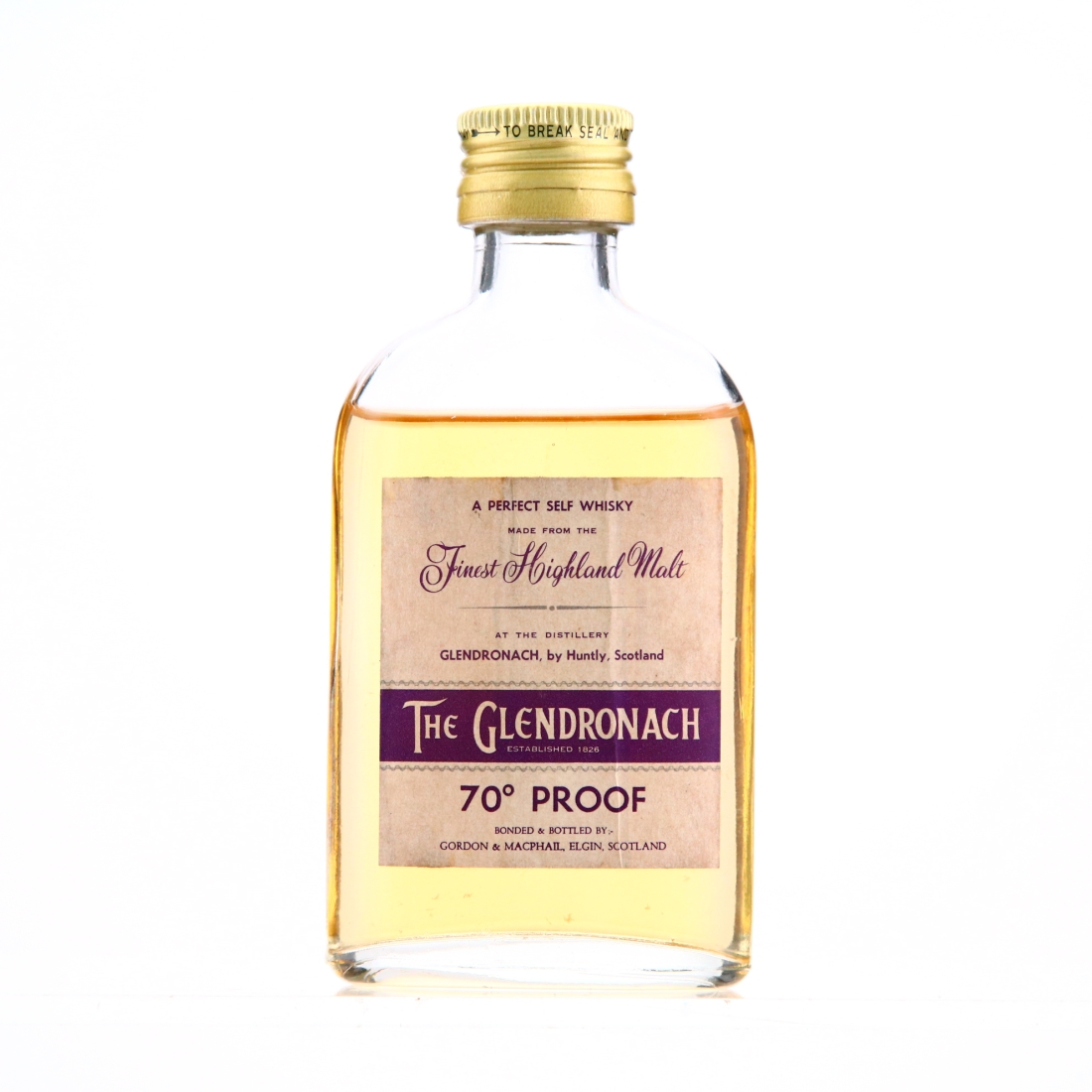 Glendronach Gordon and MacPhail 70 Proof Miniature 1970s