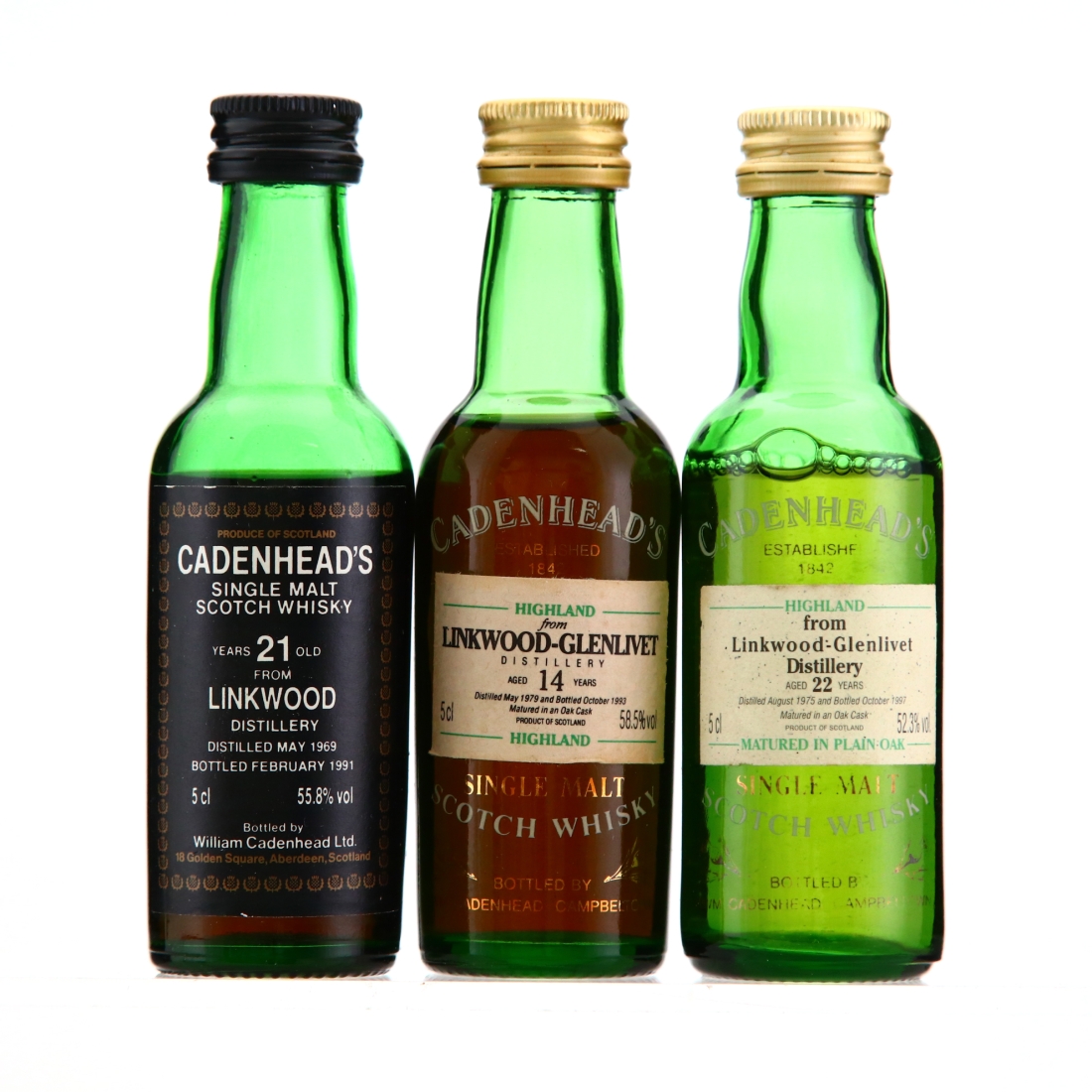 Linkwood Cadenhead's Miniatures x 3