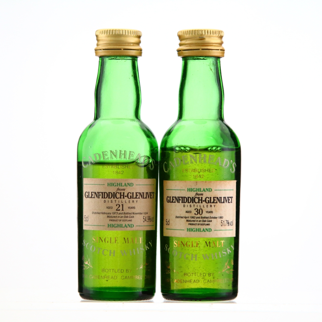 Glenfiddich Cadenhead's Miniatures x 2