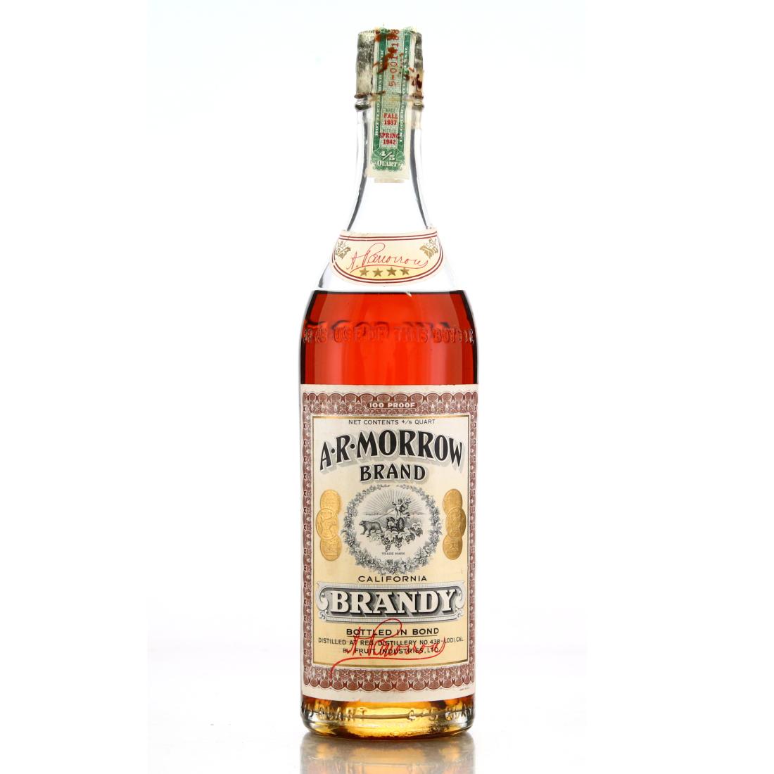 A.R. Morrow Brand California Brandy 1937