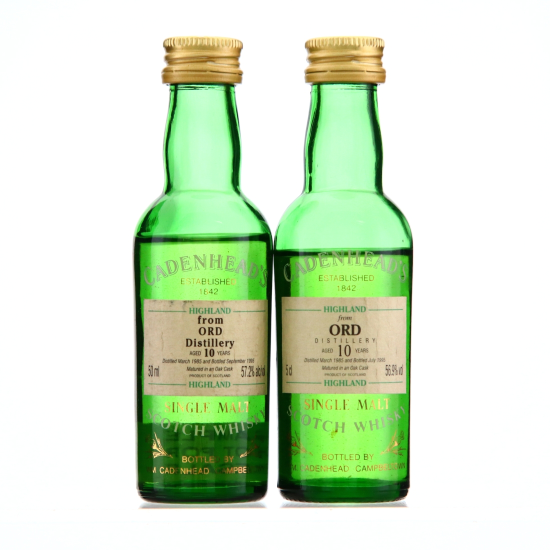 Glen Ord 1965 Cadenhead's 10 Year Old Miniature x 2
