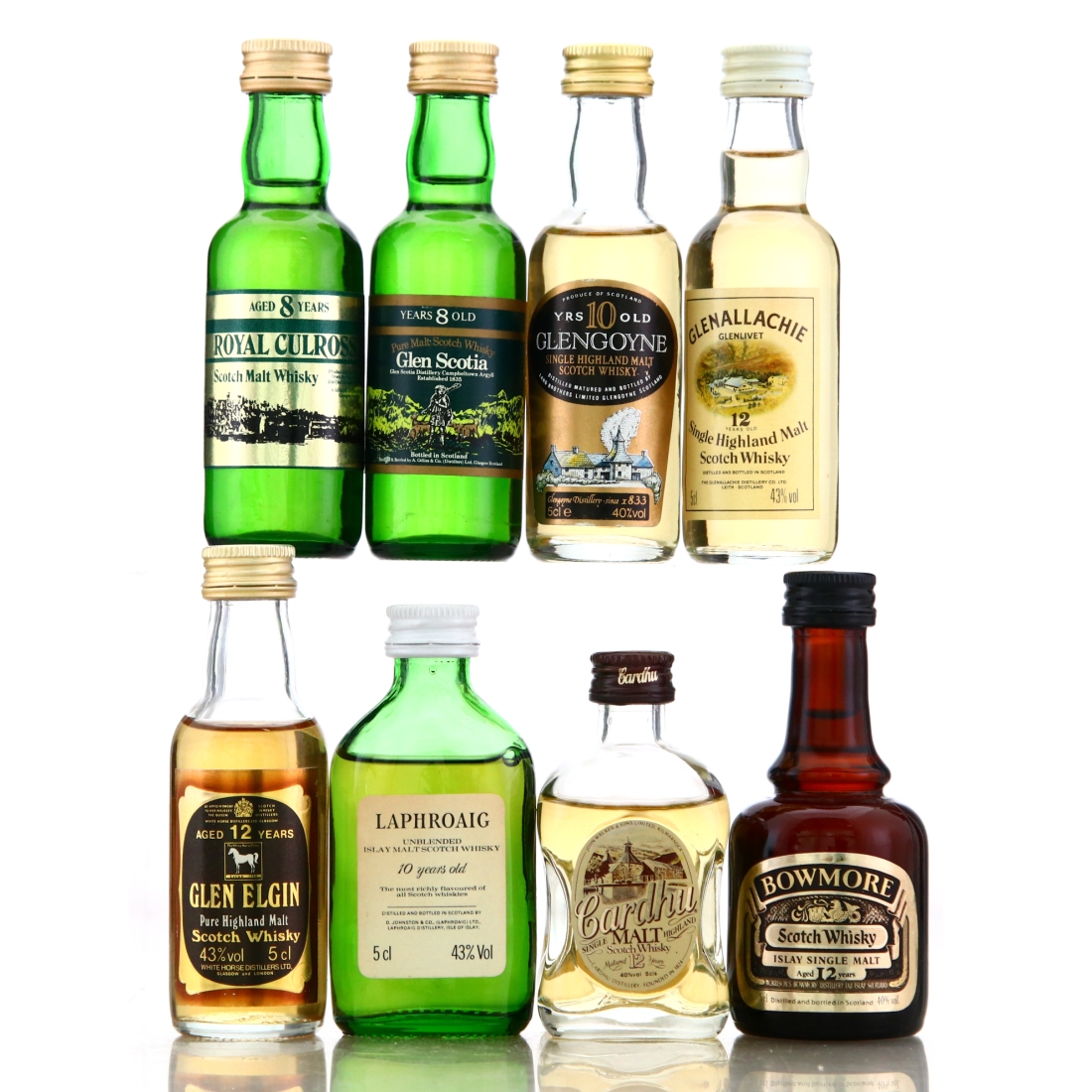 Single Malt Miniatures x 8 / includes Bowmore