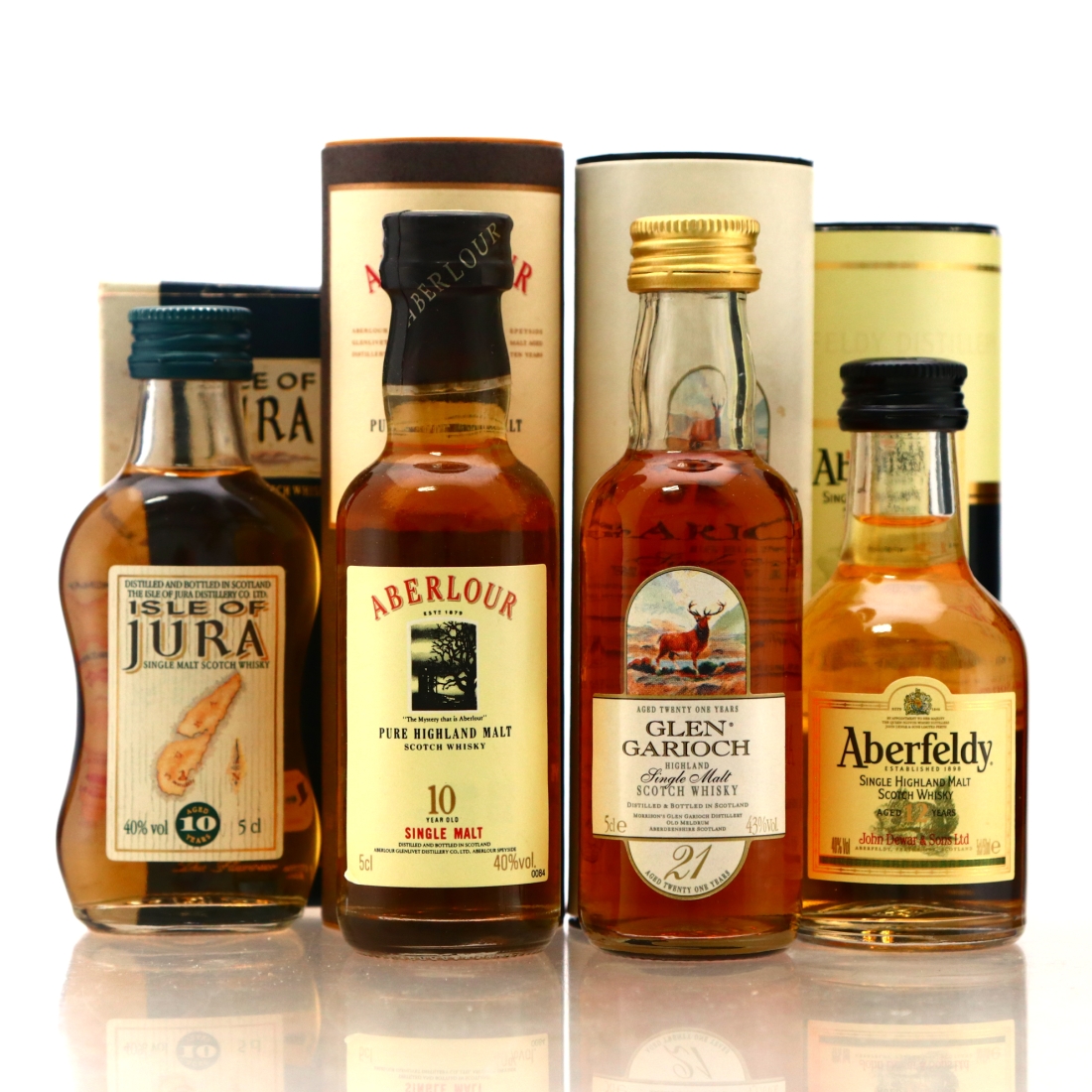 Single Malt Miniatures x 4 / includes Glen Garioch 21 Year Old