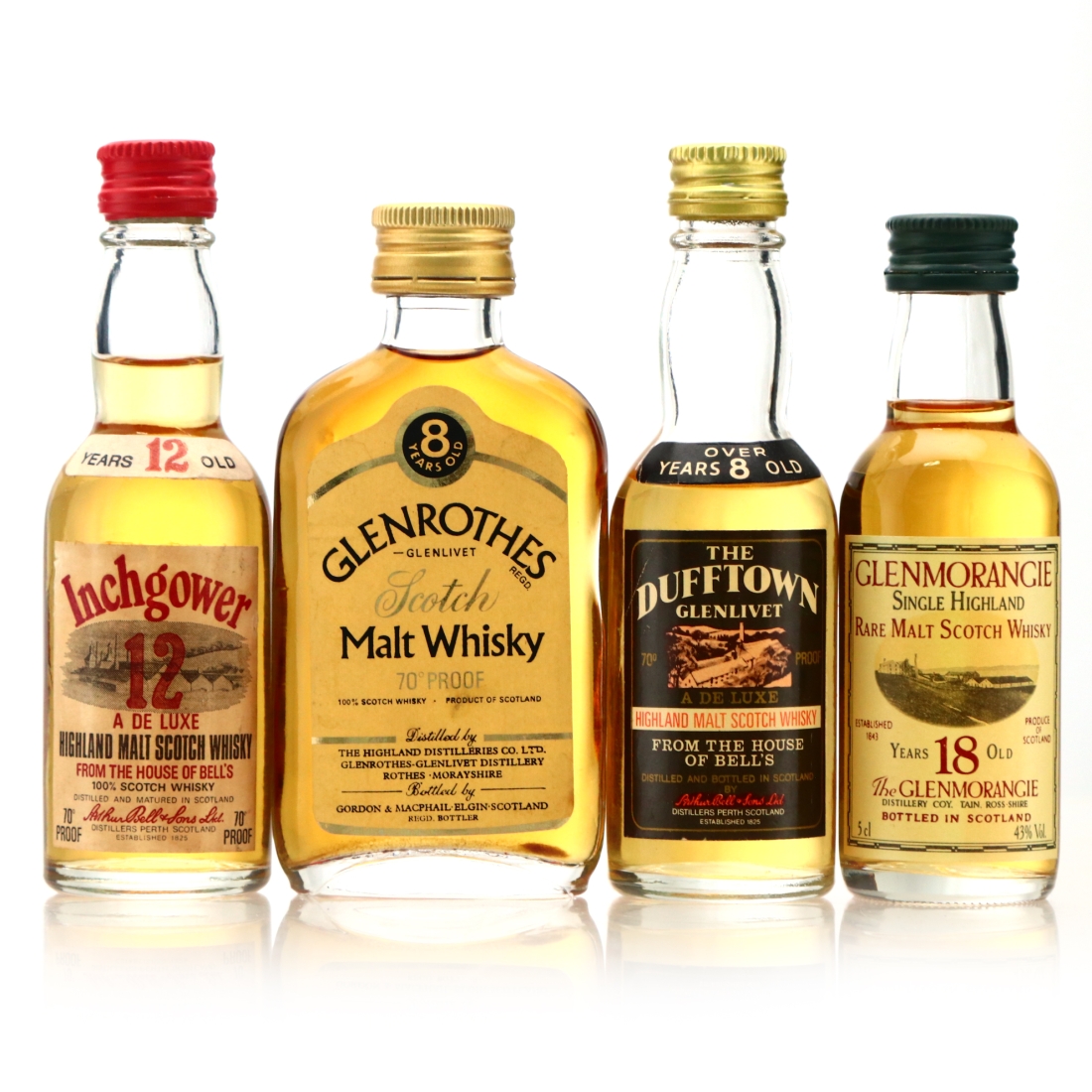 Single Malt Miniatures x 4 / includes Glenmorangie 18 Year Old