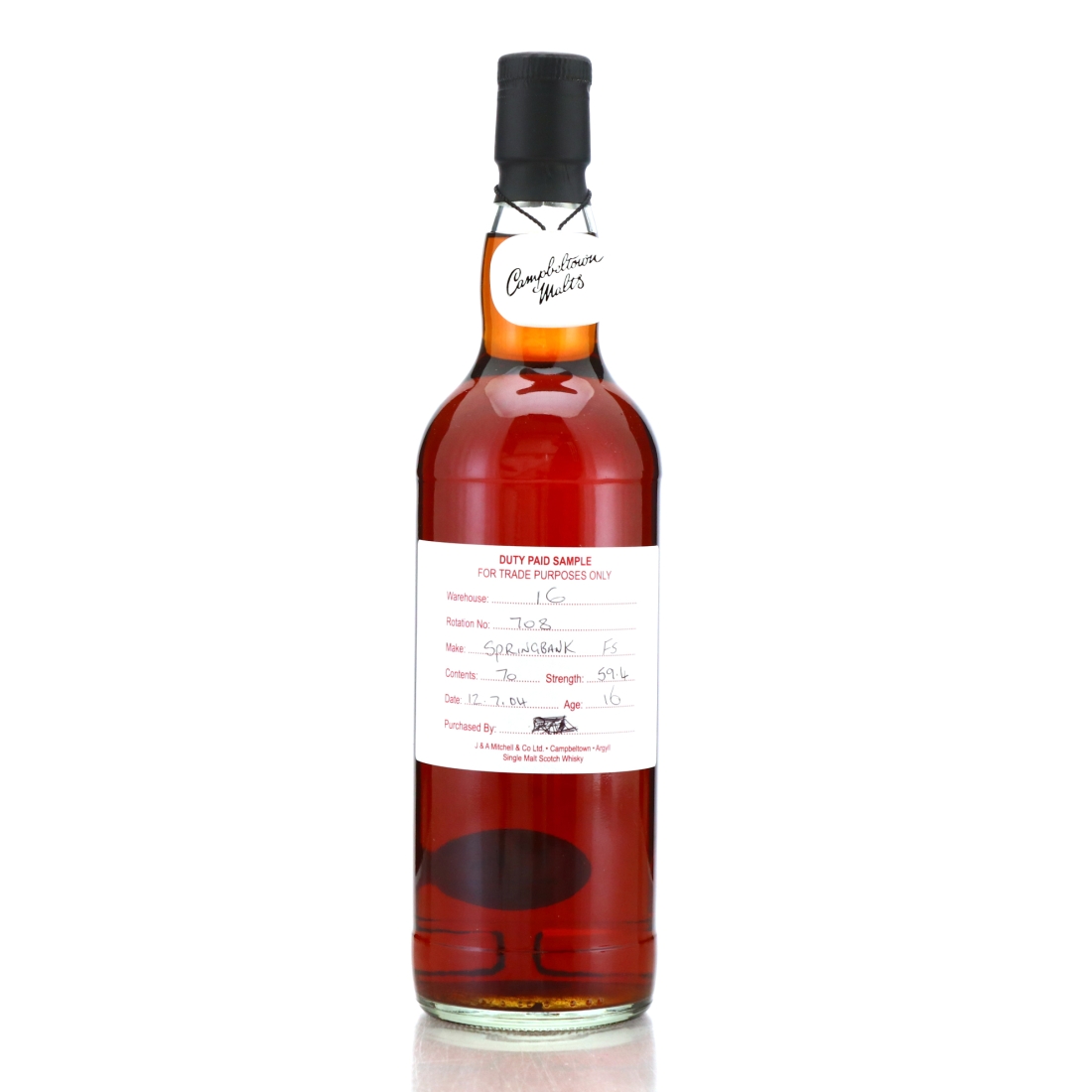 Springbank 2004 Duty Paid Sample 16 Year Old / Fresh Sherry