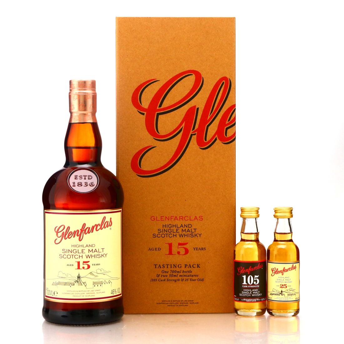 Glenfarclas 15 Year Old with 105 & 25 Year Old Miniatures
