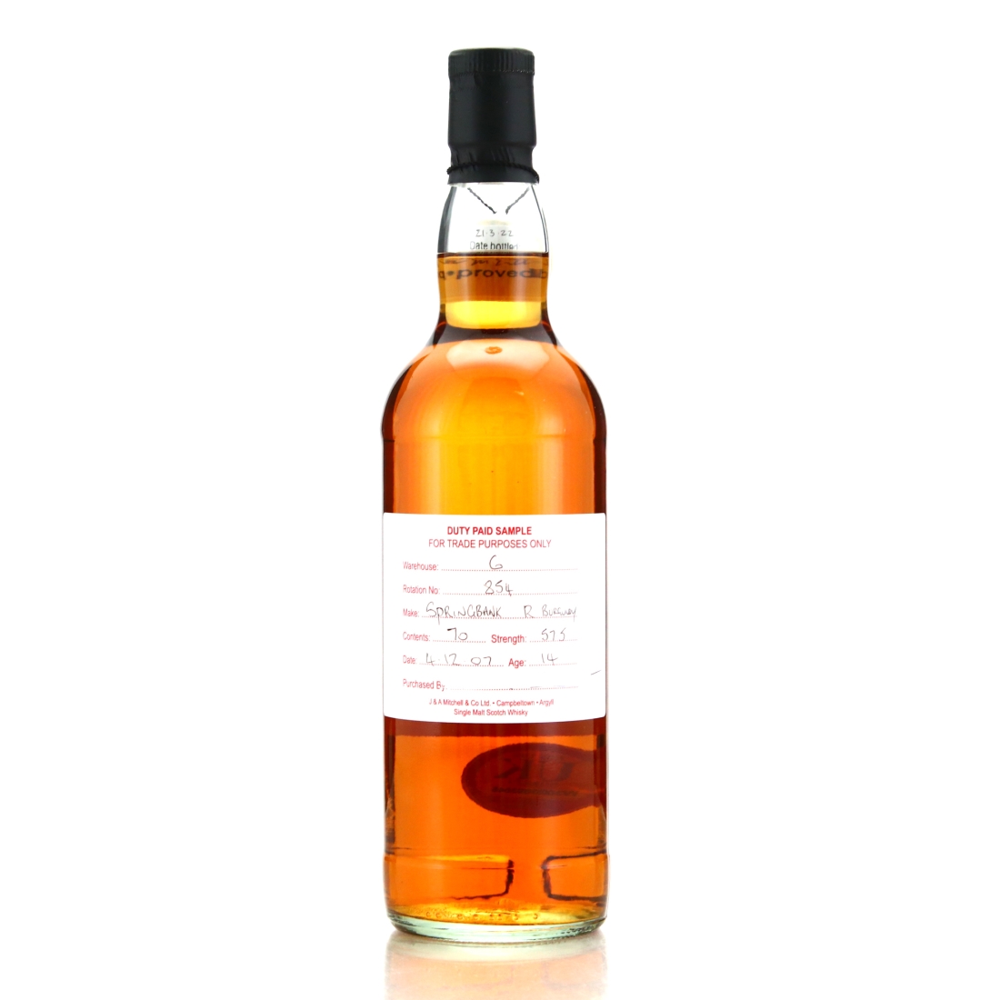 Springbank 2007 Duty Paid Sample 14 Year Old / Refill Burgundy Hogshead
