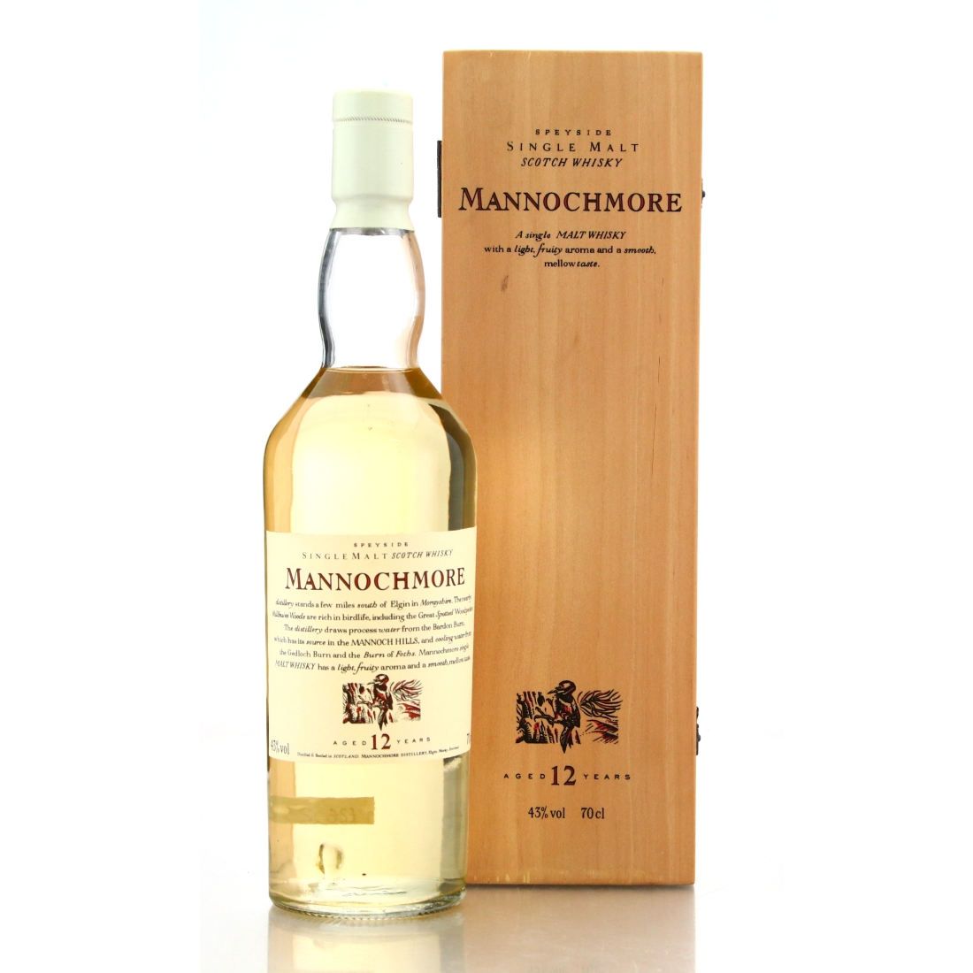 Mannochmore 12 Year Old Flora and Fauna White Cap / Wooden Box